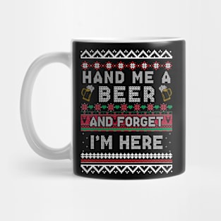 Hand Me a Beer Ugly Christmas Sweater Funny Mug